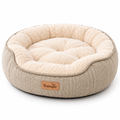 Tvoirepn™ NestCloud Cozy Cat Bed & Small Dog Bed — Hand-Finished Round Plush Pet Nest