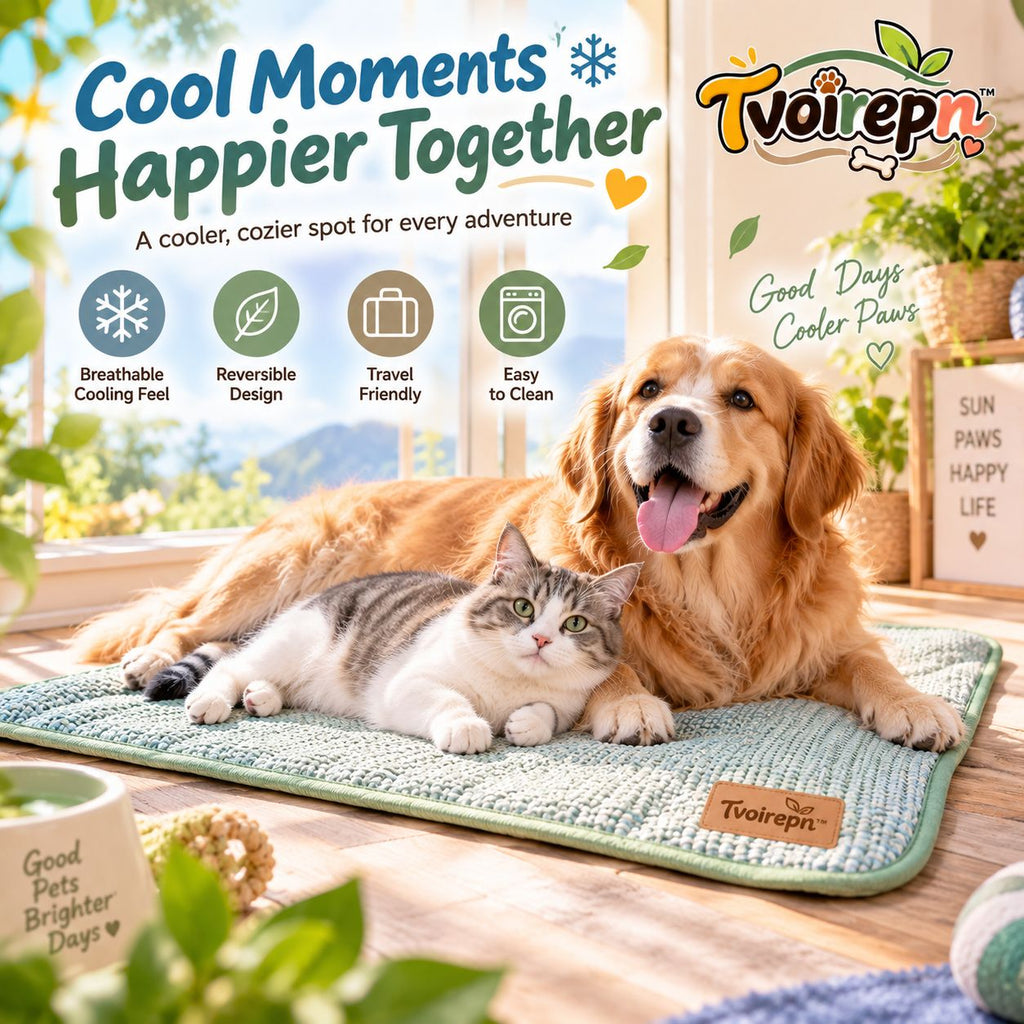 Tvoirepn™ MeadowChill Cat & Dog Cooling Mat — Reversible Breathable Summer Pet Mat