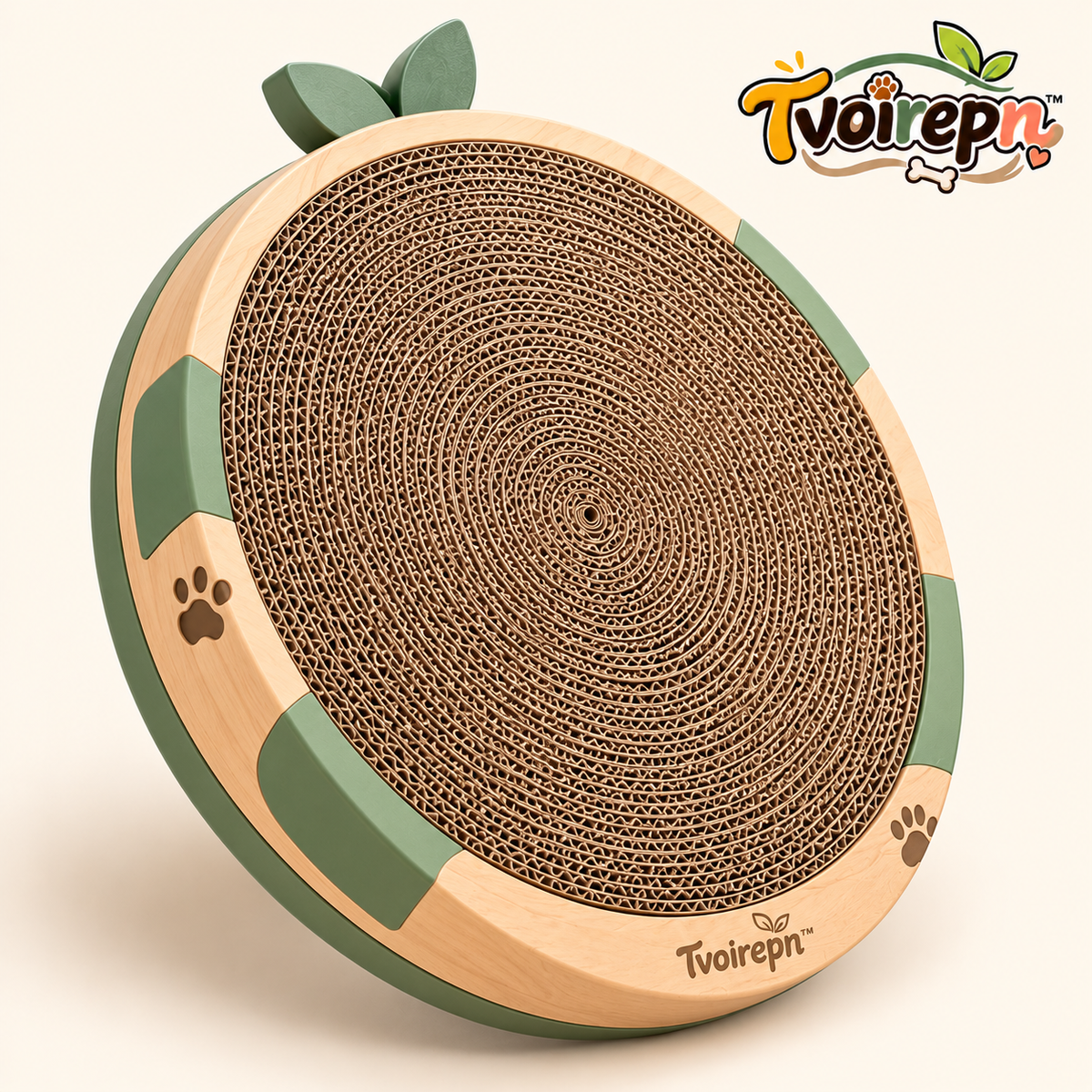 Tvoirepn™ OrbitScratch Round Cat Scratcher — Floor & Wall Convertible Corrugated Scratch Board
