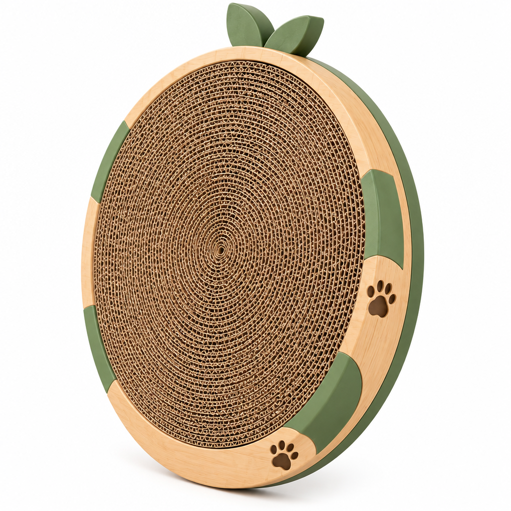 Tvoirepn™ OrbitScratch Round Cat Scratcher — Floor & Wall Convertible Corrugated Scratch Board