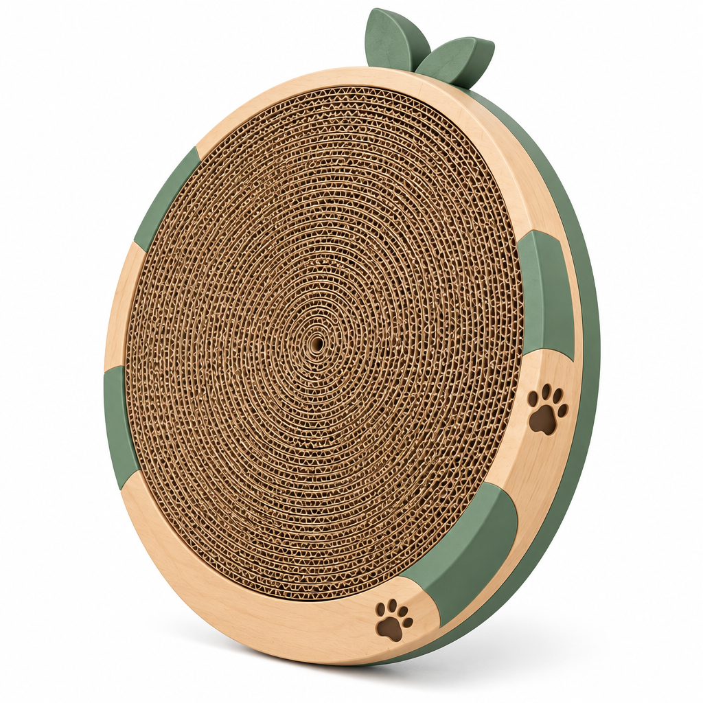 Tvoirepn™ OrbitScratch Round Cat Scratcher — Floor & Wall Convertible Corrugated Scratch Board