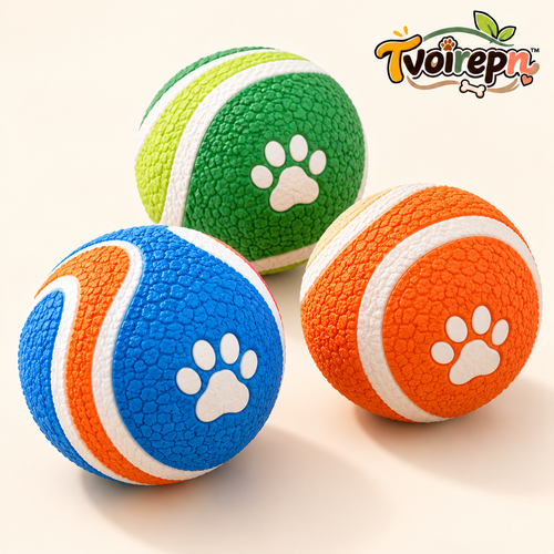 Tvoirepn™ BounceTrio Dog Toy Balls 3 Pack — Textured Fetch & Retrieve Pet Balls