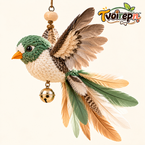 Tvoirepn™ FlutterBird Hanging Cat Toy — Adjustable Hand-Finished Fabric Bird Teaser