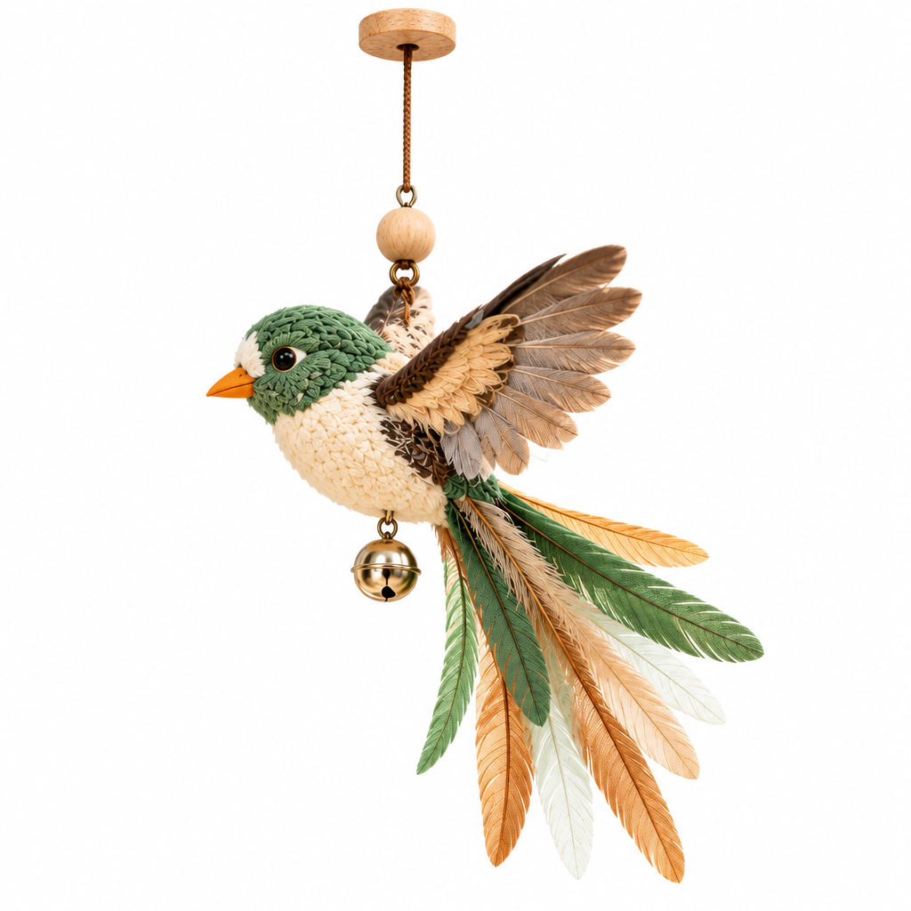 Tvoirepn™ FlutterBird Hanging Cat Toy — Adjustable Hand-Finished Fabric Bird Teaser