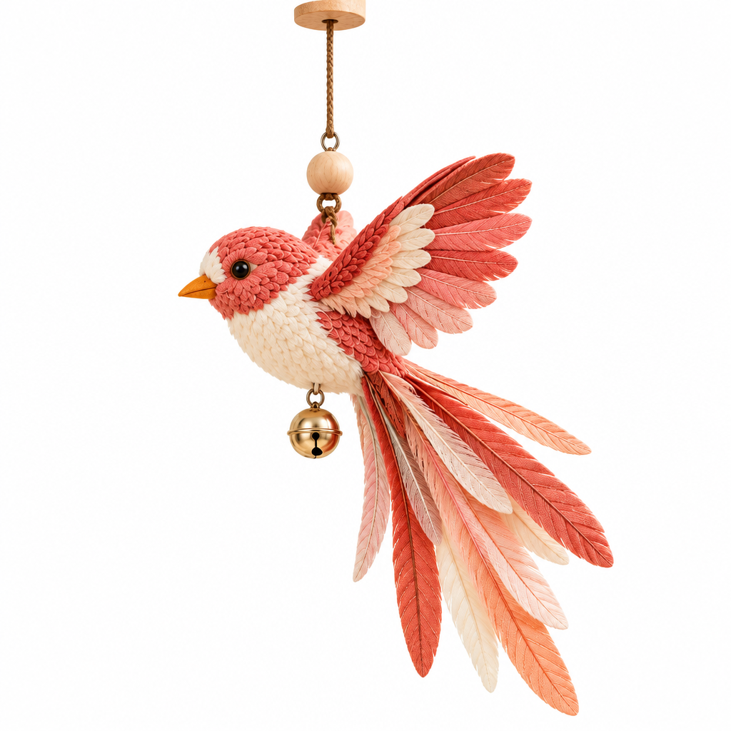 Tvoirepn™ FlutterBird Hanging Cat Toy — Adjustable Hand-Finished Fabric Bird Teaser