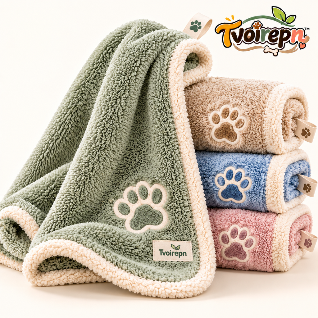 Tvoirepn™ CloudDry Microfiber Dog & Cat Towel — Soft Absorbent Pet Bath & Paw Towel