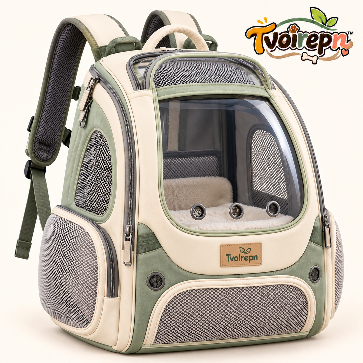 Tvoirepn™ TrailNest Cat & Small Dog Carrier Backpack — Ventilated Structured Soft-Sided Travel Carrier
