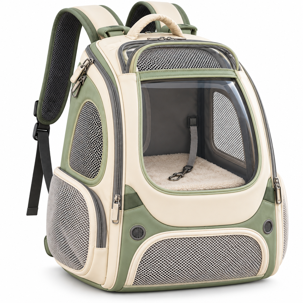 Tvoirepn™ TrailNest Cat & Small Dog Carrier Backpack — Ventilated Structured Soft-Sided Travel Carrier