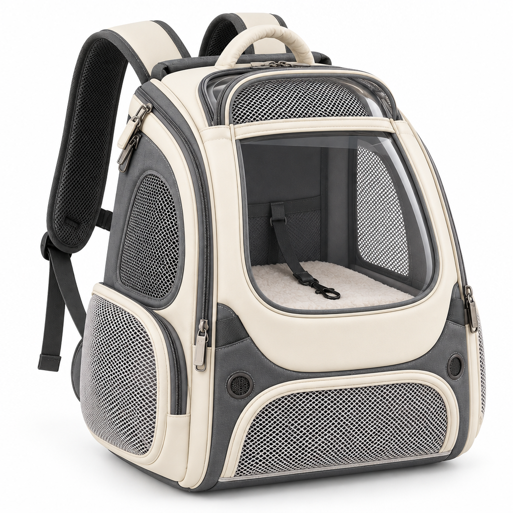 Tvoirepn™ TrailNest Cat & Small Dog Carrier Backpack — Ventilated Structured Soft-Sided Travel Carrier