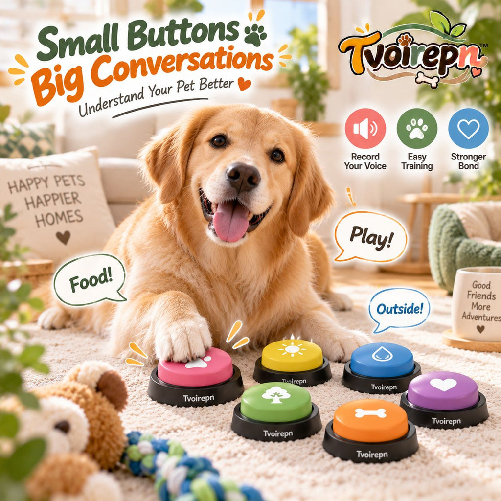 Tvoirepn™ SayPaw Recordable Dog & Cat Training Buttons — 4-Piece Custom Voice Pet Button Set