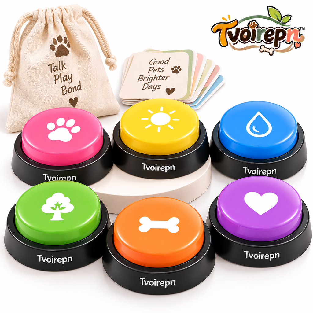 Tvoirepn™ SayPaw Recordable Dog & Cat Training Buttons — 4-Piece Custom Voice Pet Button Set