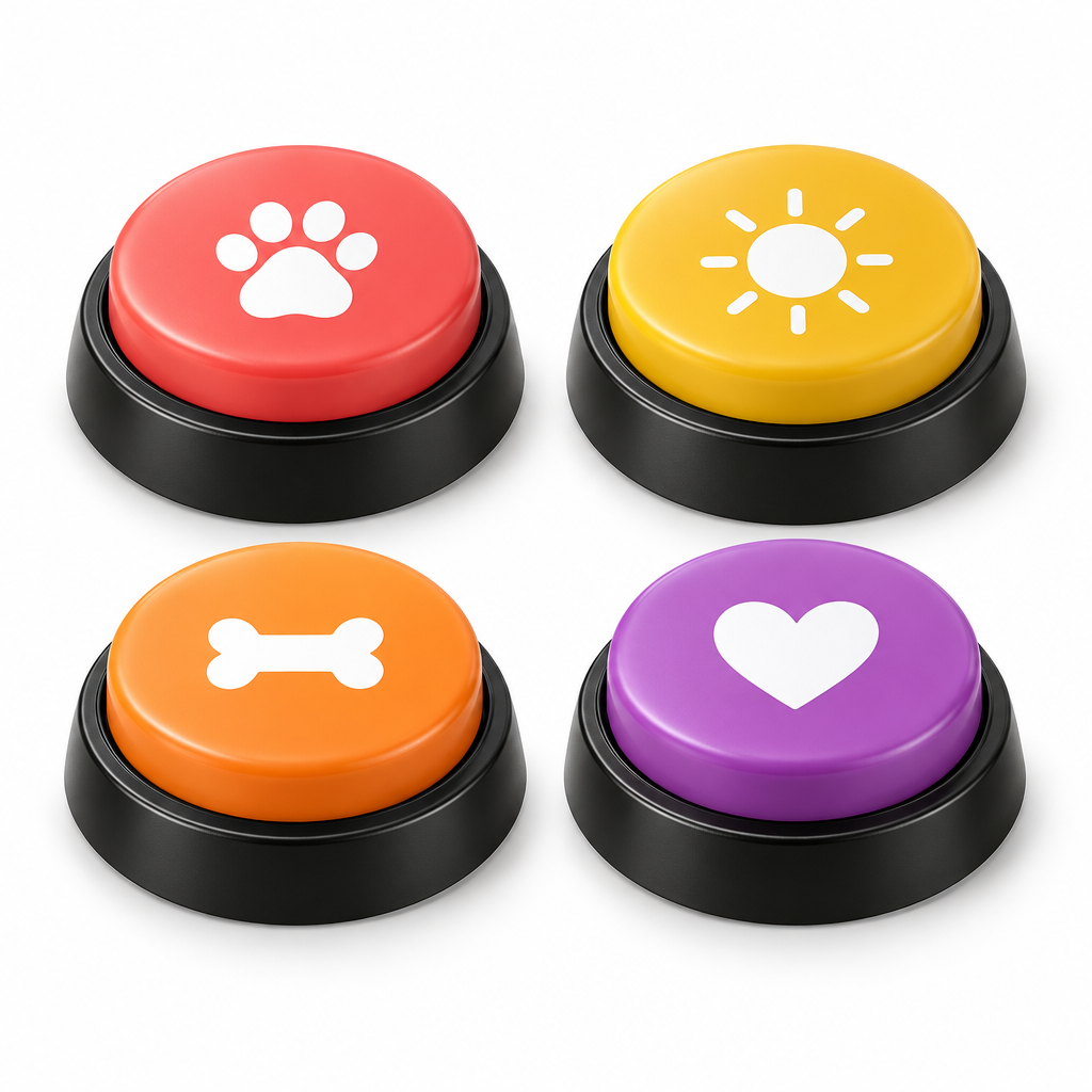 Tvoirepn™ SayPaw Recordable Dog & Cat Training Buttons — 4-Piece Custom Voice Pet Button Set