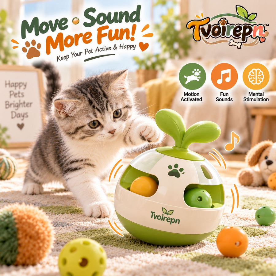 Tvoirepn™ SproutWobble Interactive Cat & Dog Toy — Plant-Shaped Wobble Toy with Motion-Activated Sound